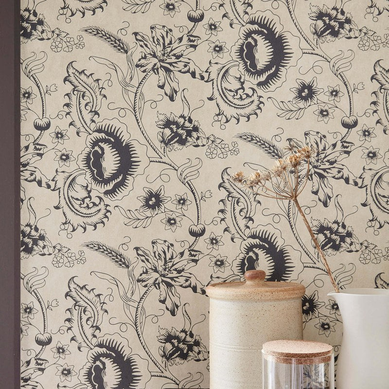 Little Greene Woodblock Mono wallpaper in Knightsbridge — alternate detail