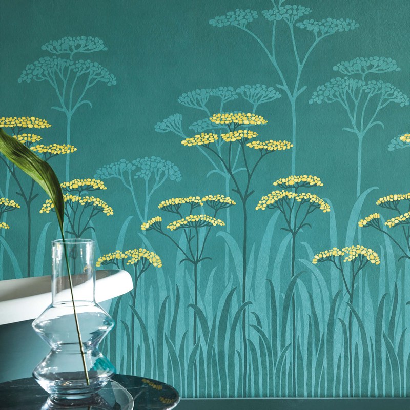 Little Greene Achillea wallpaper in Aurora — detail