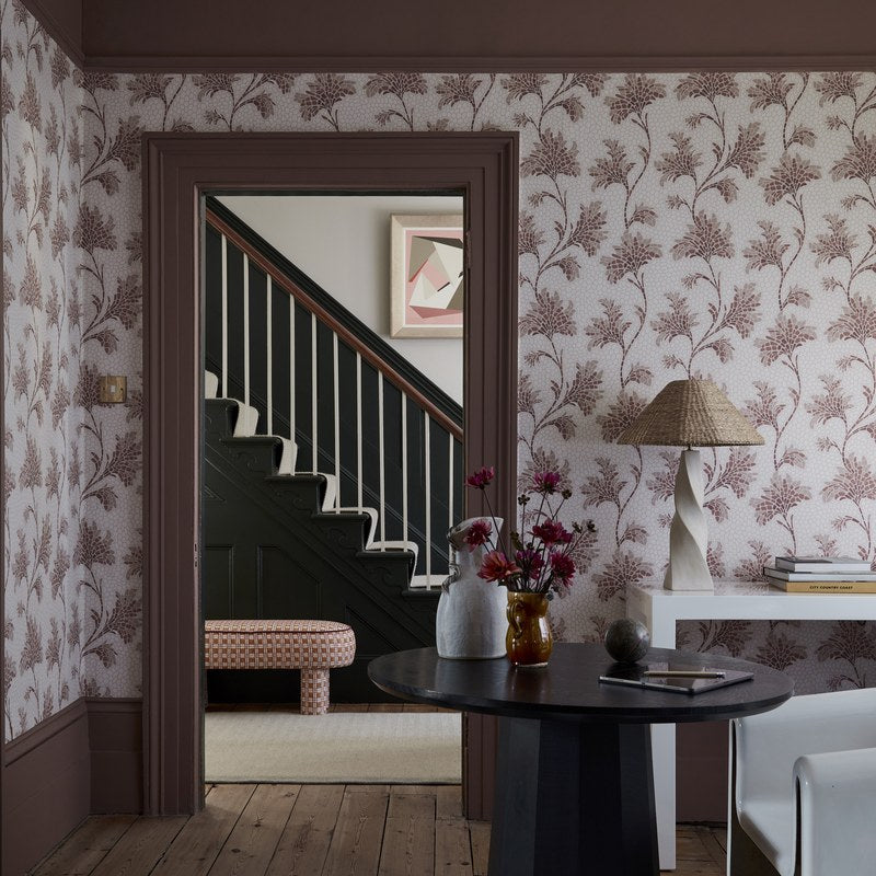 Little Greene Mosaic Trail wallpaper in Blush — room view