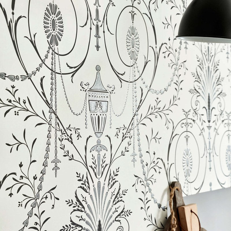 Little Greene Marlborough wallpaper in Glacé — detail