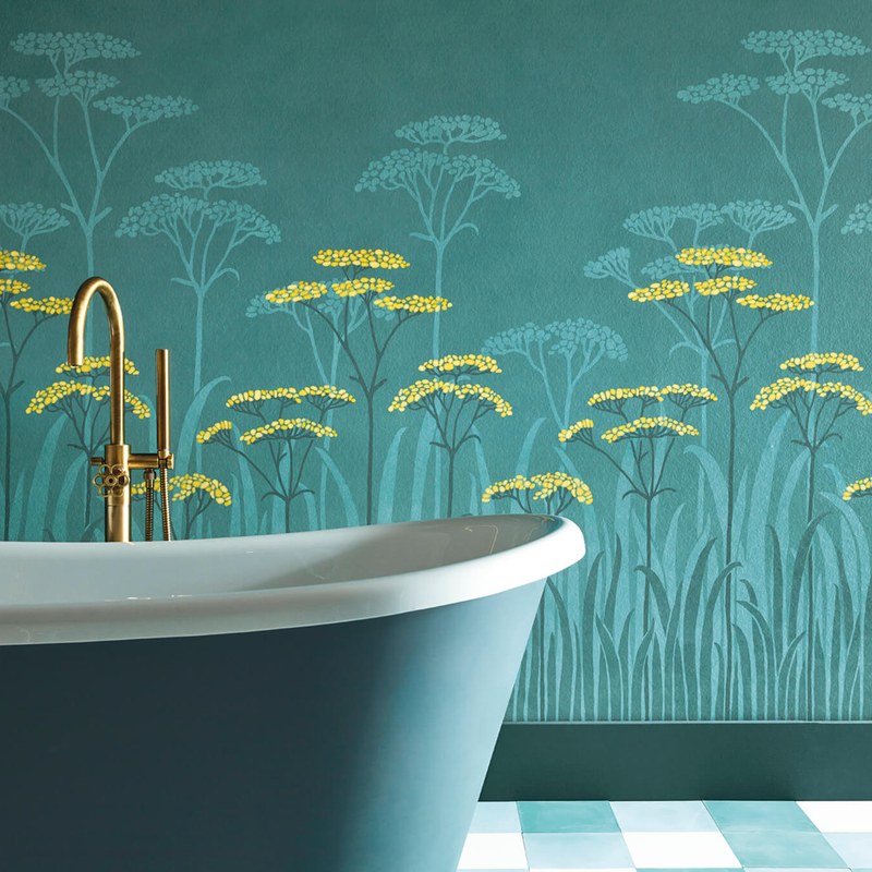 Little Greene Achillea wallpaper in Aurora — close detail
