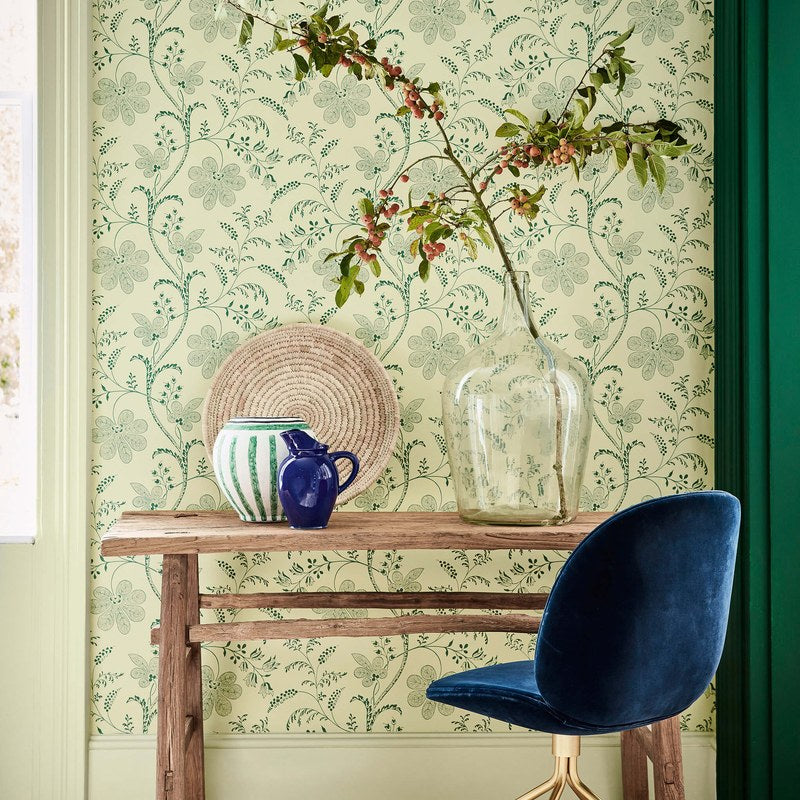 Little Greene Bedford Square wallpaper in Acorn — room view