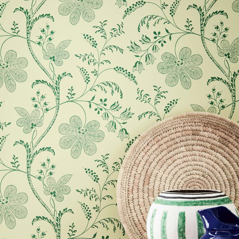 Little Greene Bedford Square wallpaper in Acorn — detail