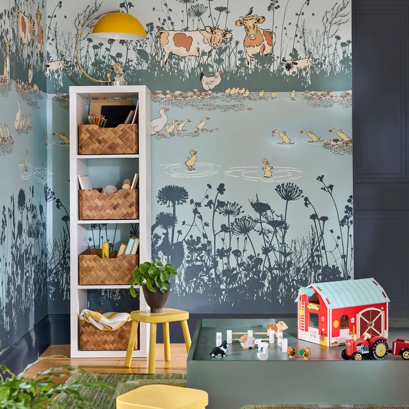 Little Greene Riverside Capers wallpaper — alternate room view