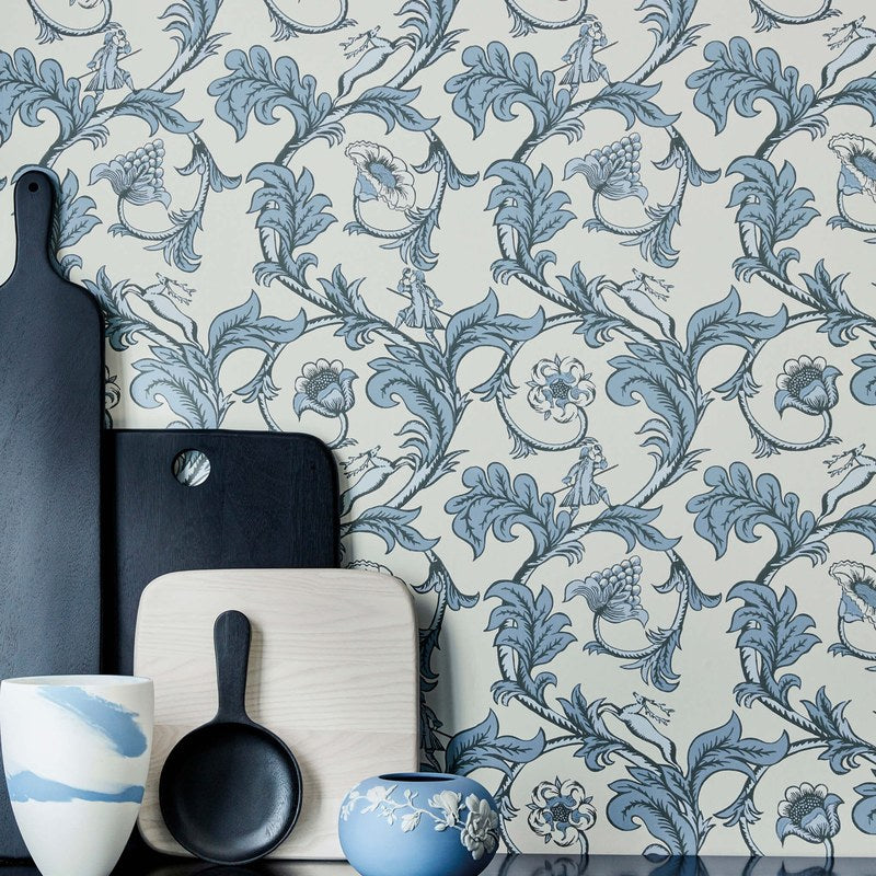 Little Greene Stag Trail wallpaper in Sky — detail