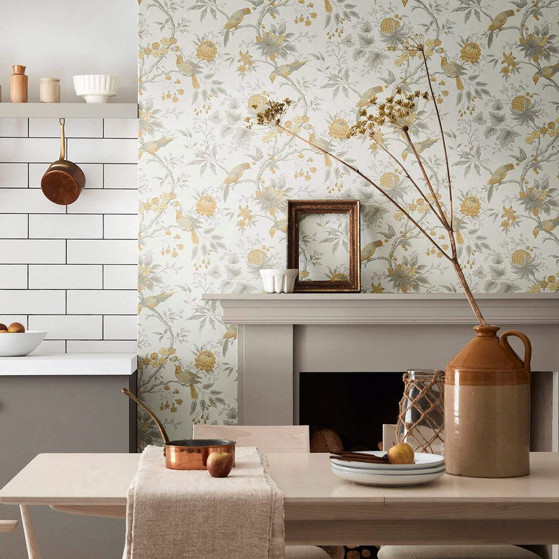 Little Greene Brooke House wallpaper in Cinder — room view