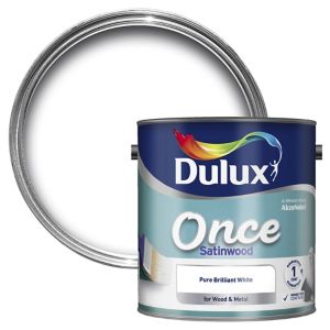 Dulux Once Satinwood Paint Pure Brilliant White 2.5L – Product Image | Decor Express, Clapham & Richmond, London