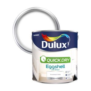 Dulux Quick Dry Eggshell Paint Pure Brilliant White 2.5L – Product Image | Decor Express, Clapham & Richmond, London