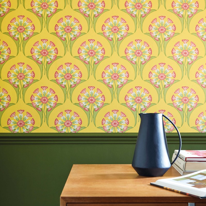 Little Greene Hencroft wallpaper in Punch — detail