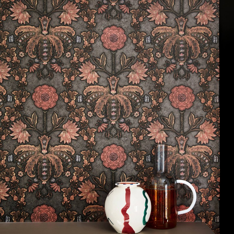 Little Greene New Bond Street wallpaper in Hide — detail