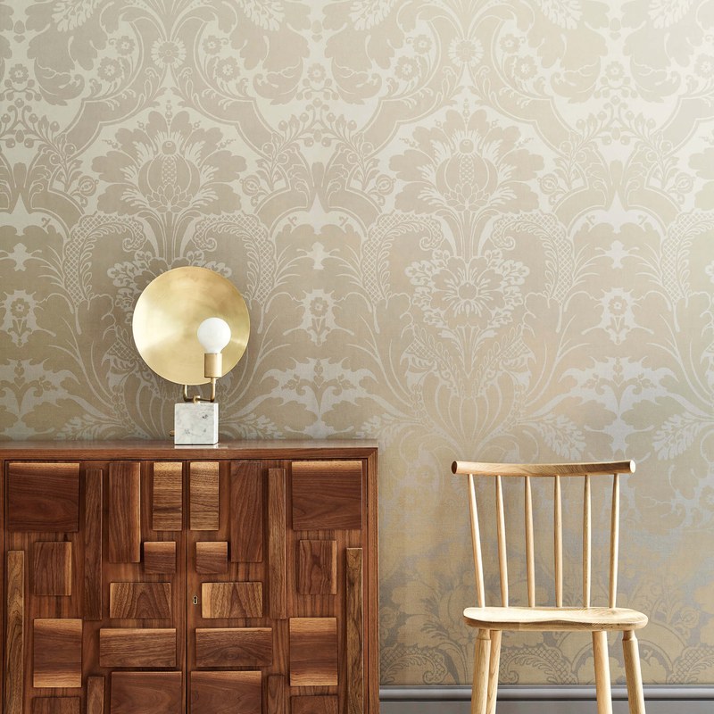 Little Greene St James's Park wallpaper in Suede Fade — room view