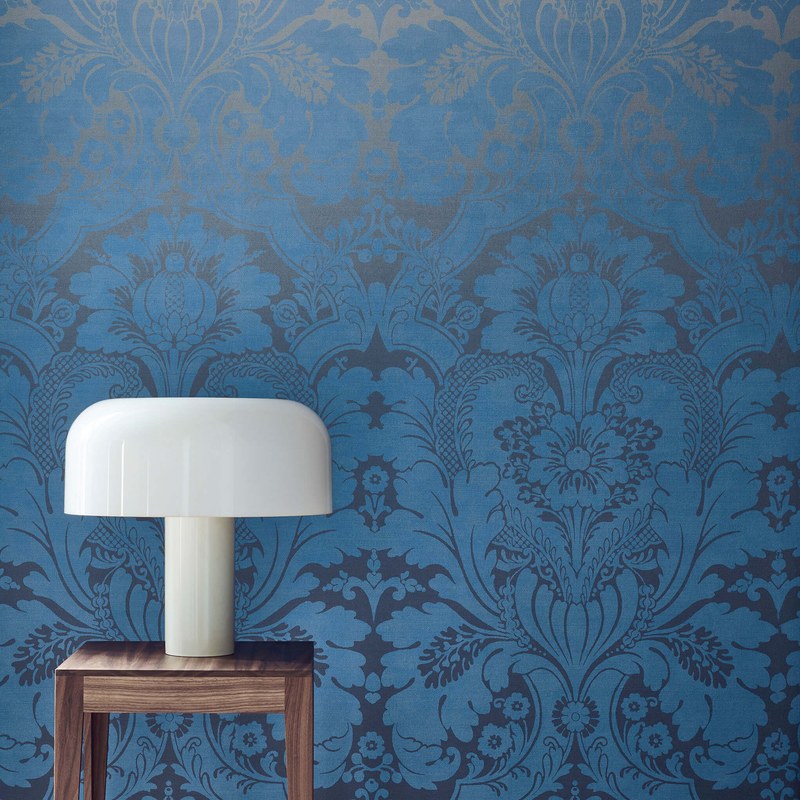 Little Greene St James's Park wallpaper in Cobalt Fade — detail
