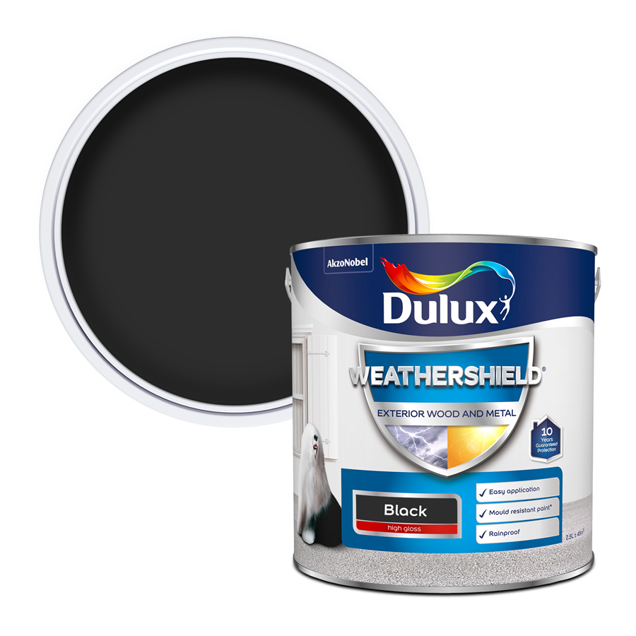 Dulux Weathershield Gloss Paint Black 2.5L
