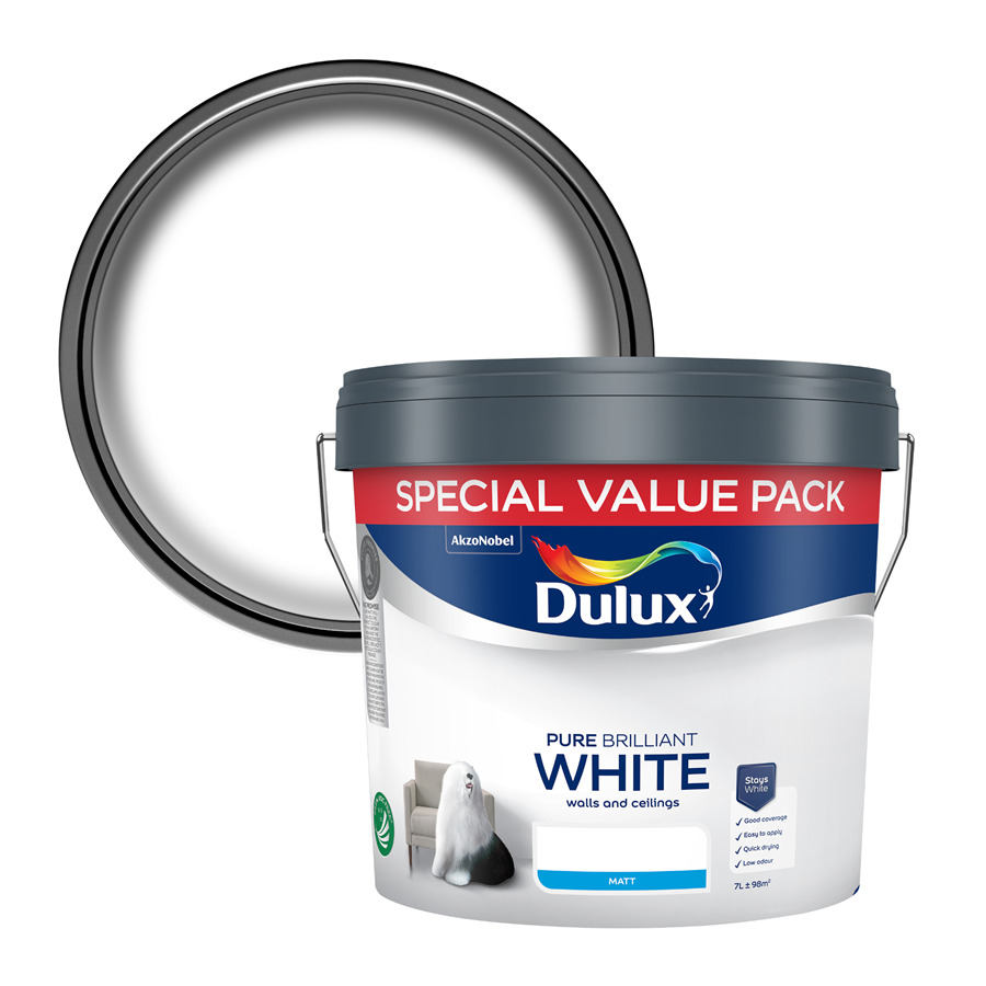 Dulux Walls & Ceilings Matt Emulsion Paint Pure Brilliant White