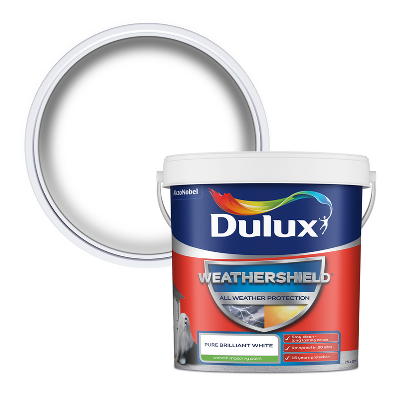 Dulux Weathershield Smooth Masonry Paint Pure Brilliant White