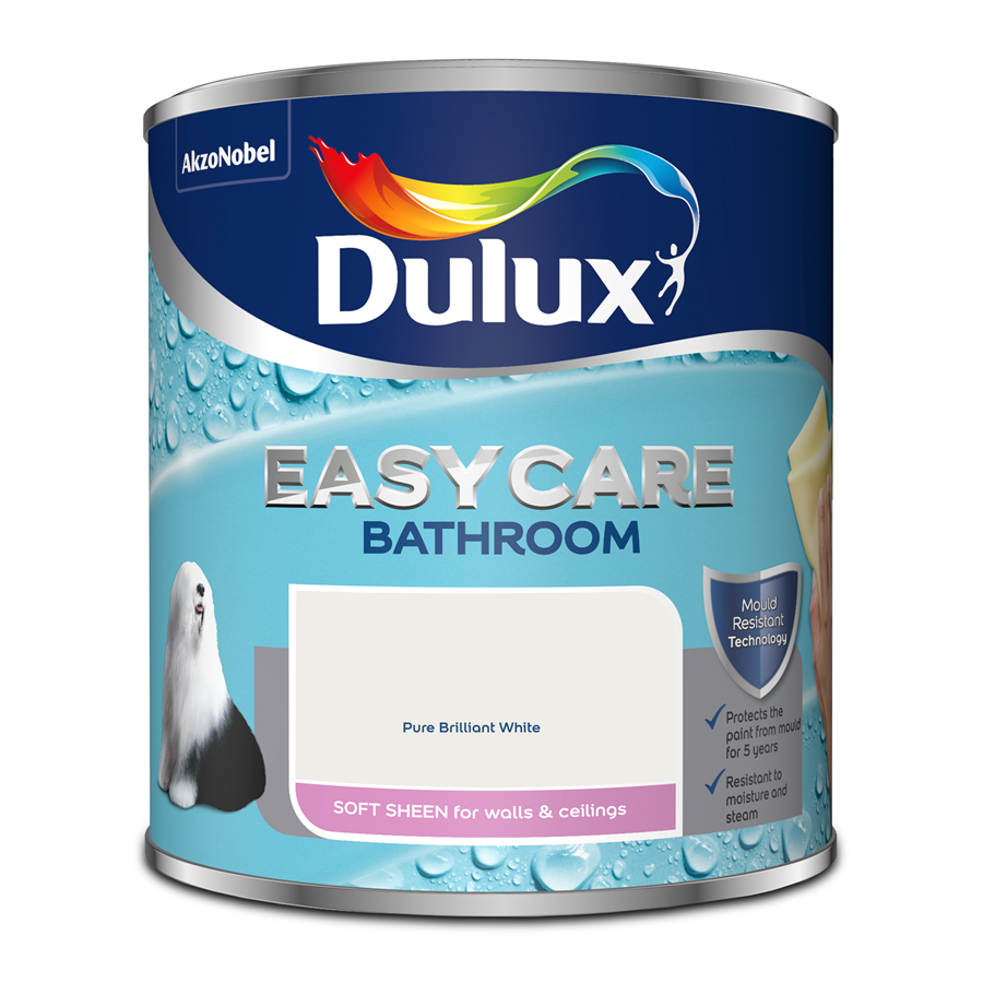 Dulux Easycare Bathroom Soft Sheen Paint Pure Brilliant White