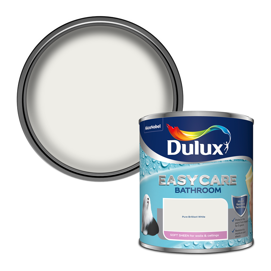Dulux Easycare Bathroom Soft Sheen Paint Pure Brilliant White