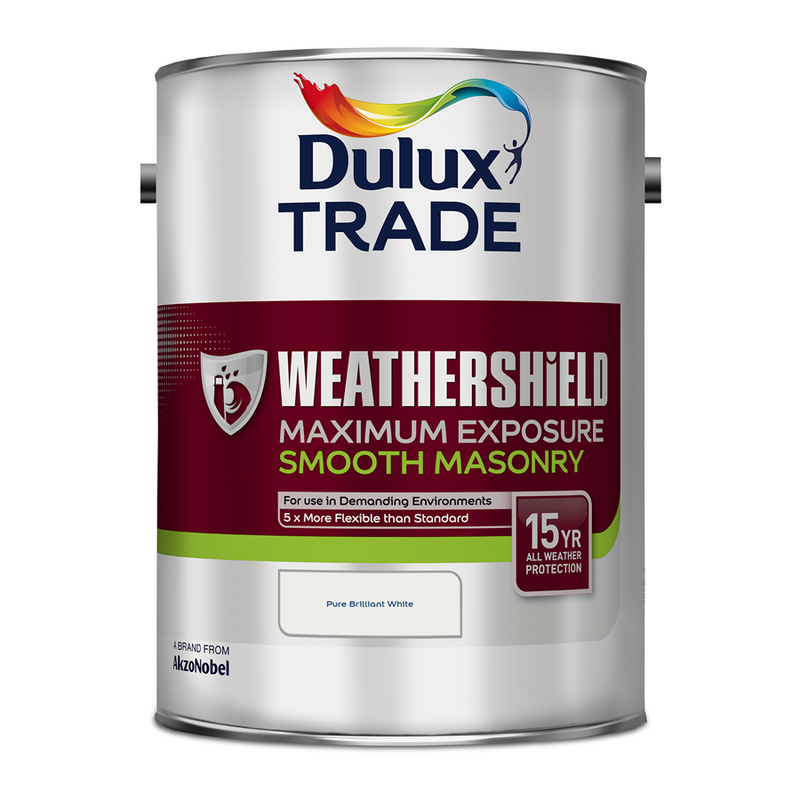 Dulux Trade Weathershield Maximum Exposure Smooth Masonry Pure Brilliant White 5L