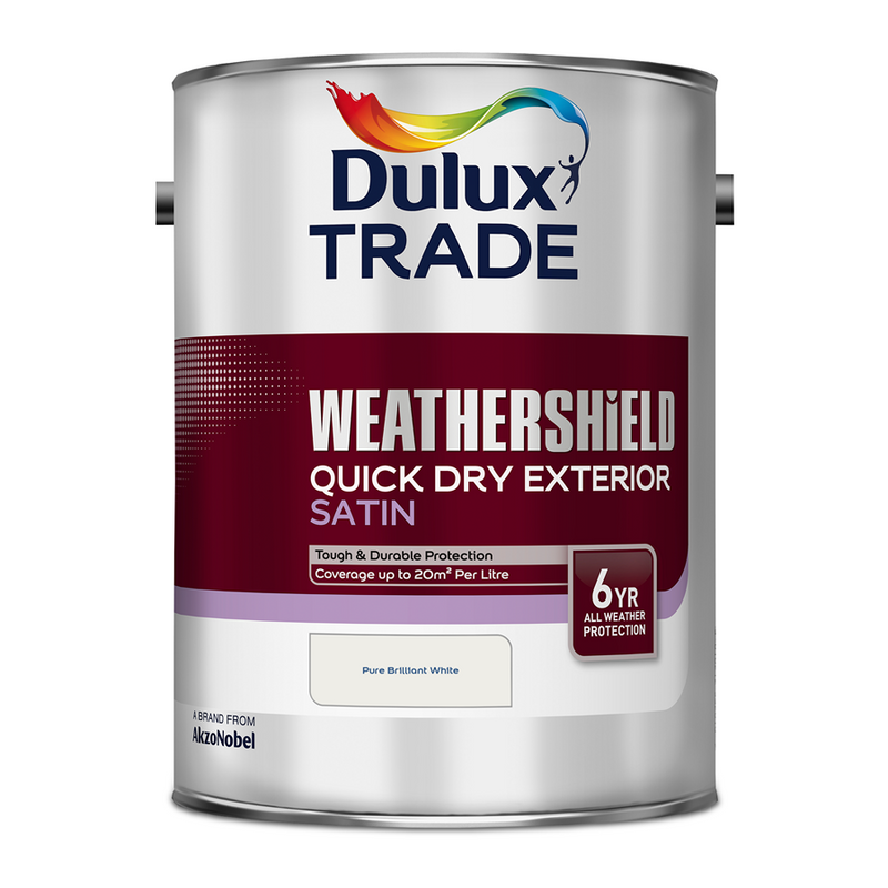 Dulux Trade Weathershield Quick Dry Exterior Satin Pure Brilliant White
