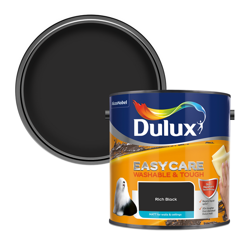 Dulux Easycare Washable & Tough Matt Emulsion Paint Rich Black 2.5L