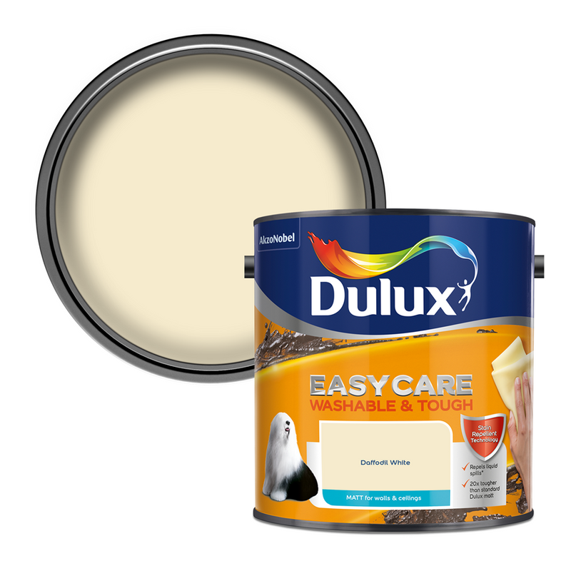 Dulux Easycare Washable & Tough Matt Emulsion Paint Daffodil White 2.5L