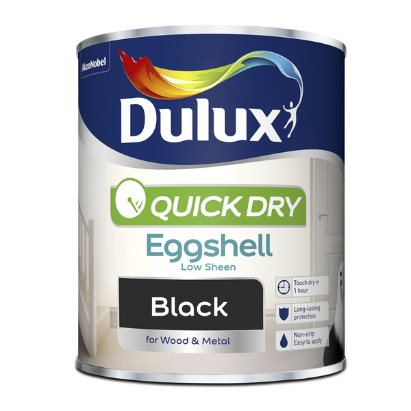 Dulux Quick Dry Eggshell Paint Black 750ML – Product Image | Decor Express, Clapham & Richmond, London