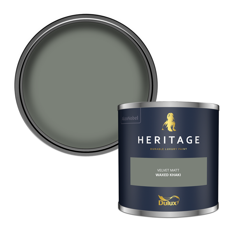 Dulux Heritage Dulux  Heritage Waxed Khaki Paint – Luxury Interior Matt & Eggshell – Decor Express UK