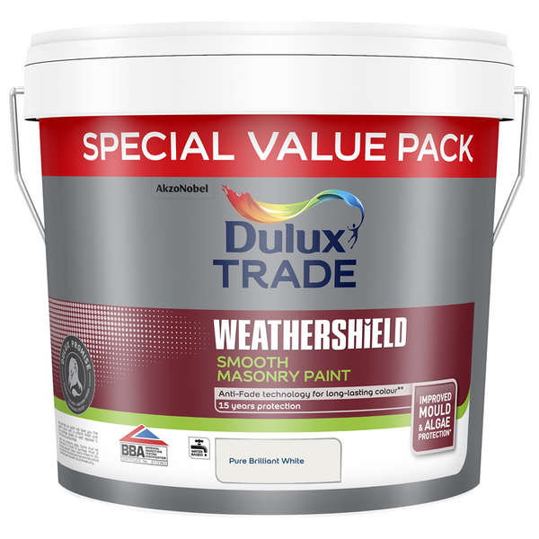 Dulux Trade Weathershield Smooth Masonry Pure Brilliant White 7.5L