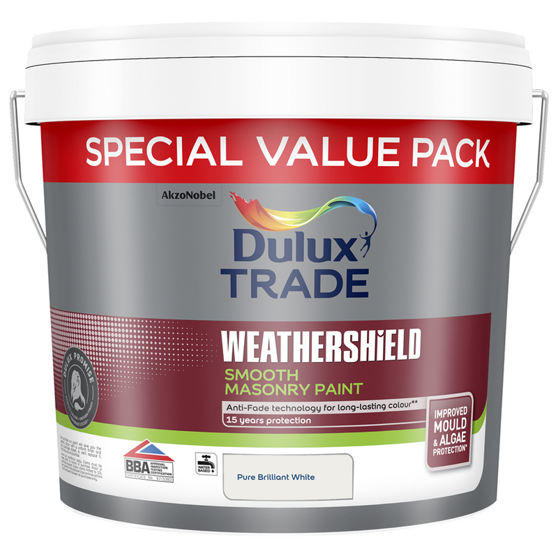 Dulux Trade Weathershield Smooth Masonry Pure Brilliant White 7.5L