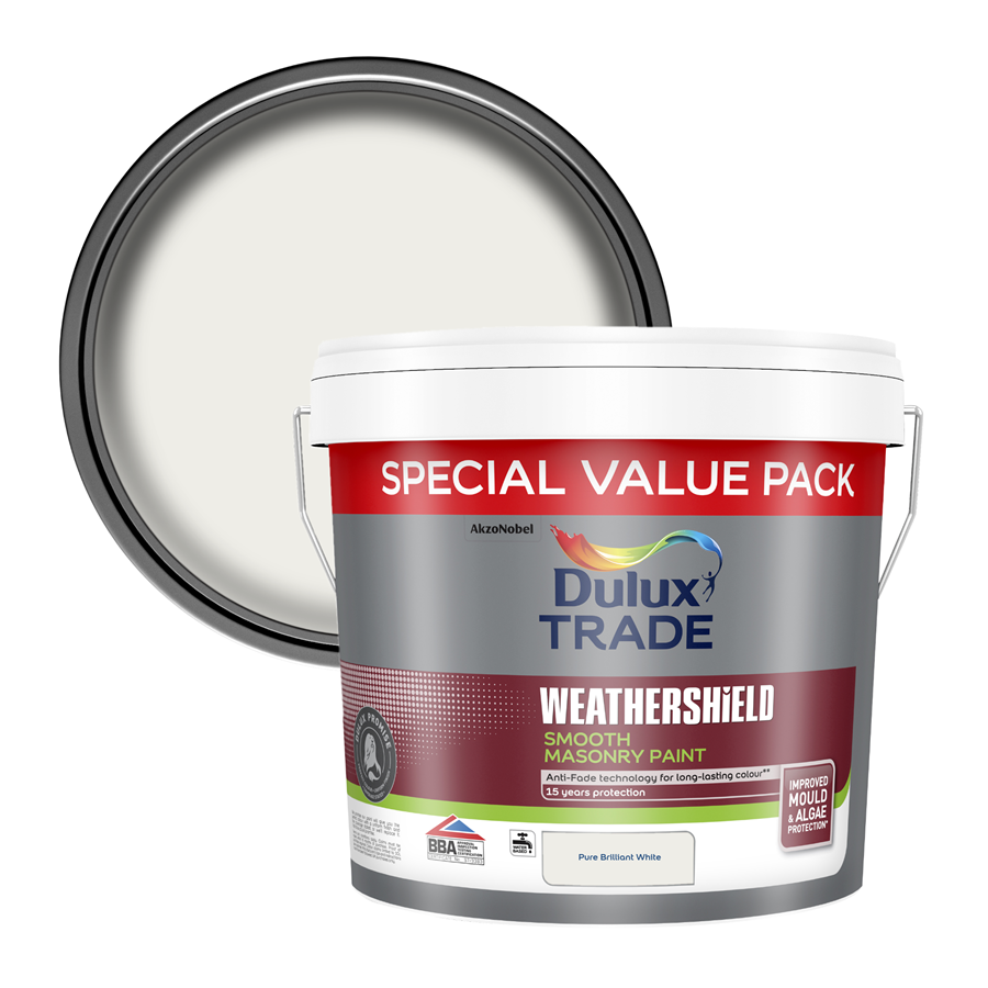 Dulux Trade Weathershield Smooth Masonry Pure Brilliant White 7.5L