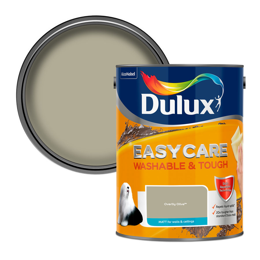 Dulux Easycare Washable & Tough Matt Emulsion Paint Overtly Olive 5L