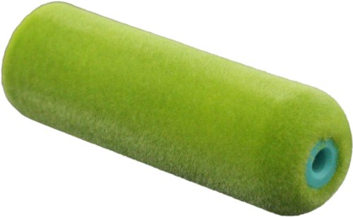 Green foam roller with a blue core on a white background