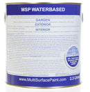 Can of MSP Waterbased paint with label on a white background
