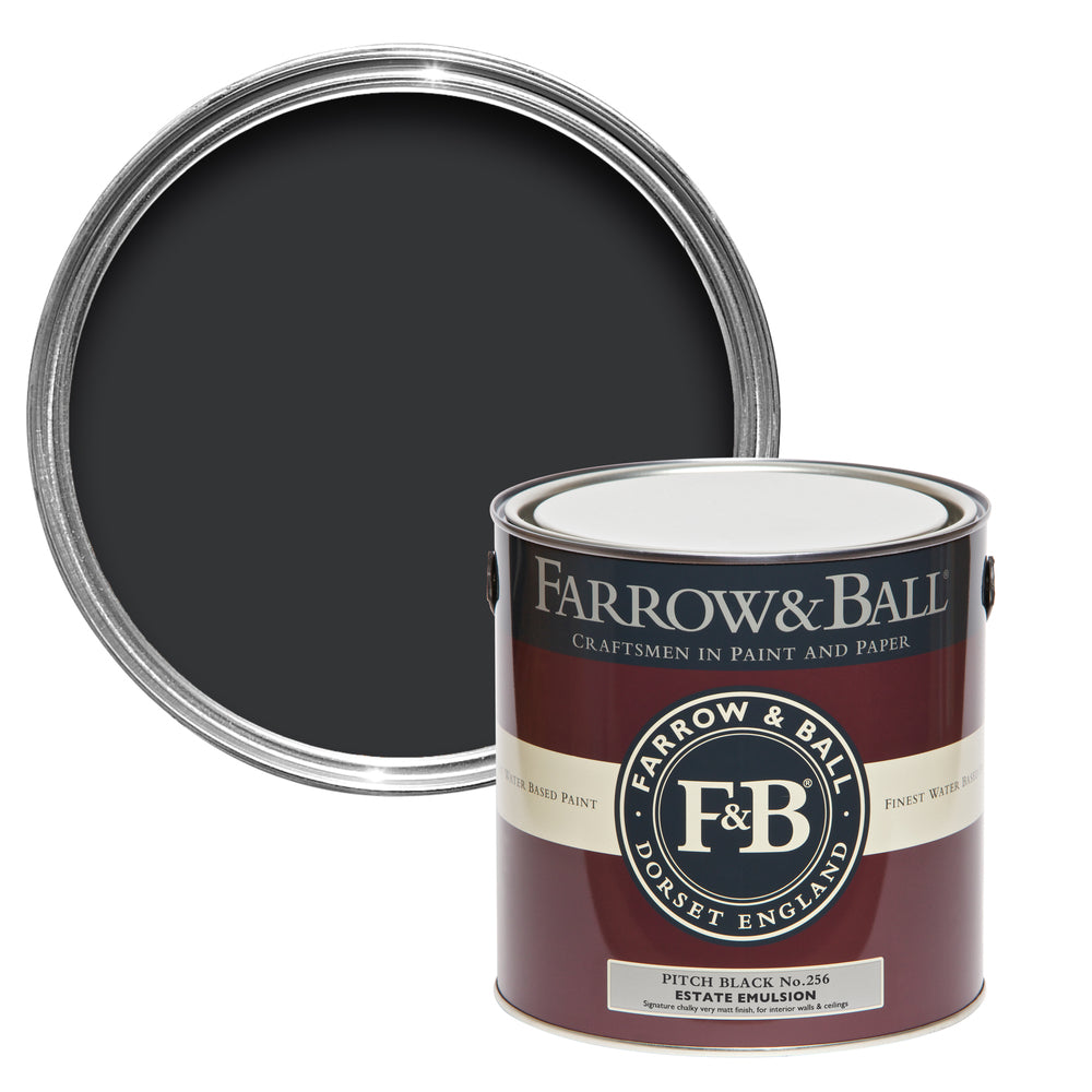 Farrow & Ball Pitch Black 256 paint - colour swatch photo by Decor Express