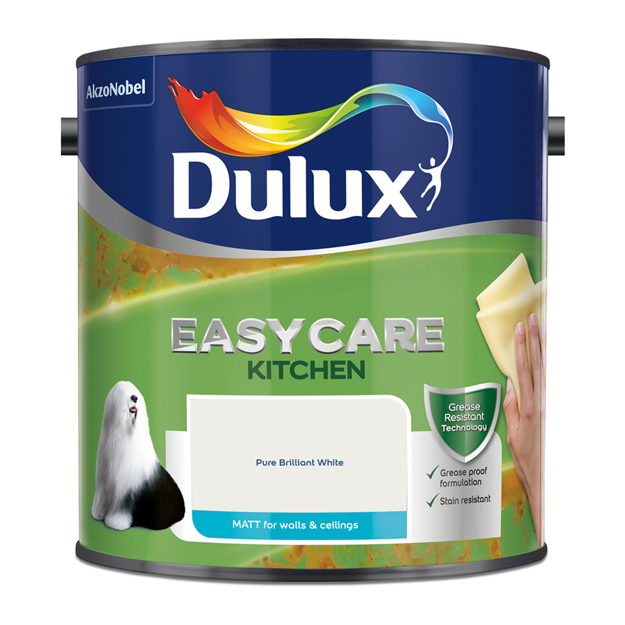 Dulux Easycare Kitchen Matt Emulsion Paint Pure Brilliant White 2.5L
