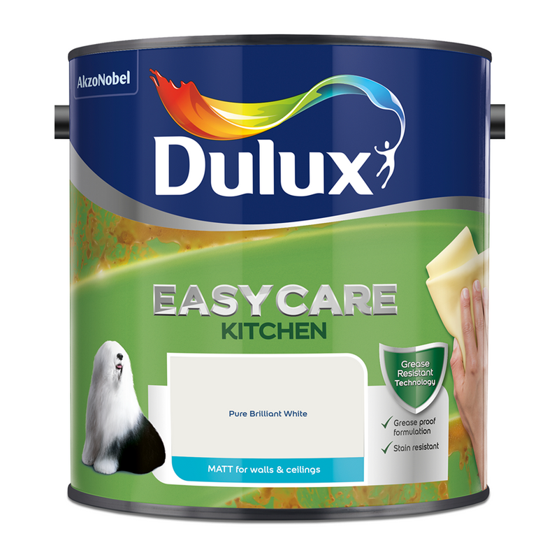 Dulux Easycare Kitchen Matt Emulsion Paint Pure Brilliant White 2.5L