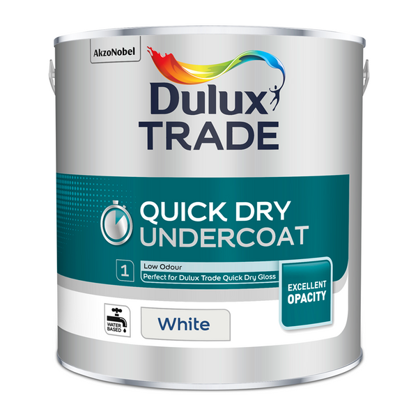 Dulux Trade Quick Dry Undercoat White 2.5L – Product Image | Decor Express, Clapham & Richmond, London