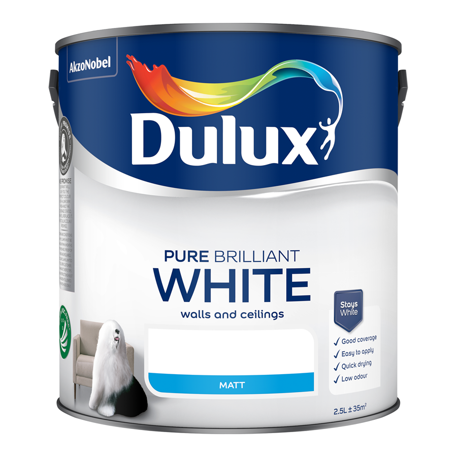 Dulux Walls & Ceilings Matt  Paint Pure Brilliant White