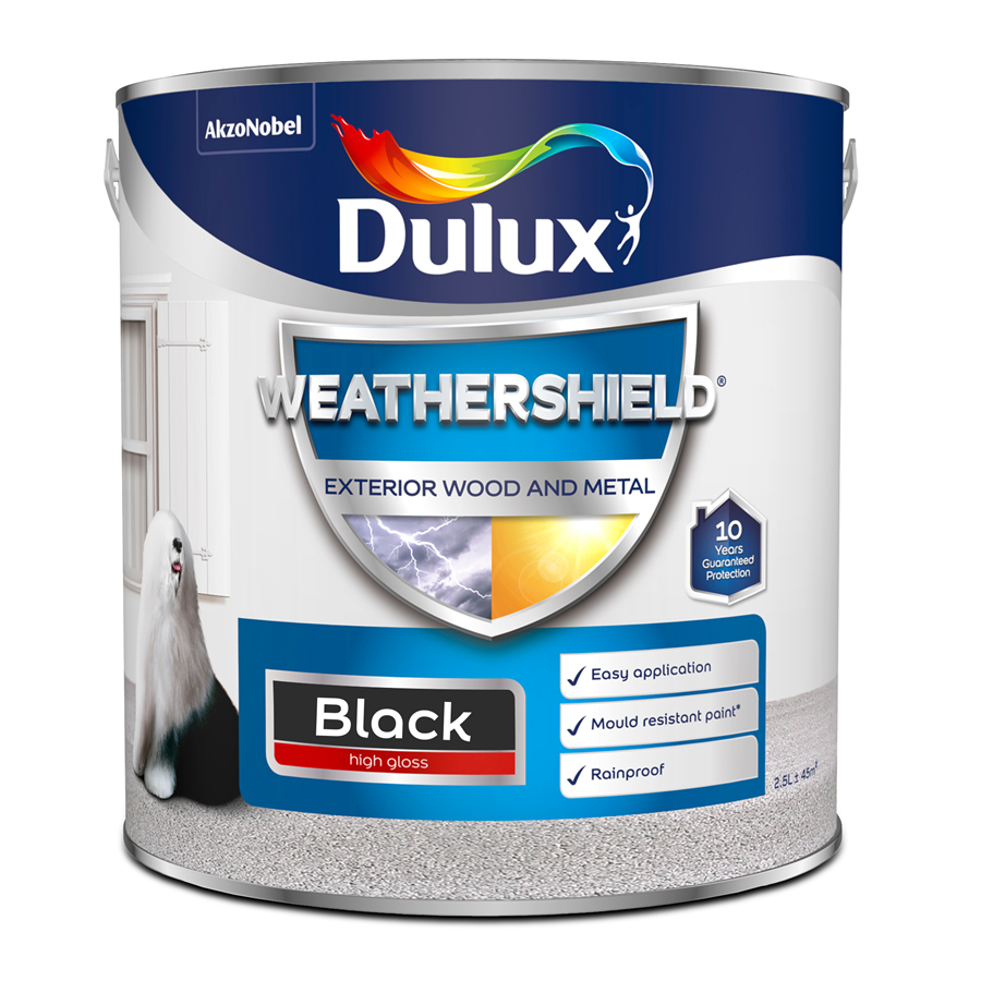 Dulux Weathershield Gloss Paint Black 2.5L