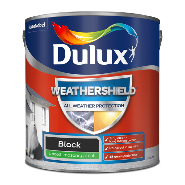 Dulux Weathershield Smooth Masonry Paint Black 2.5L