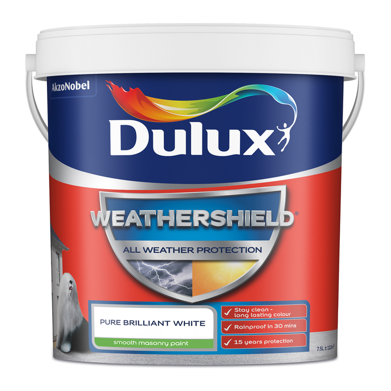 Dulux Weathershield Smooth Masonry Paint Pure Brilliant White