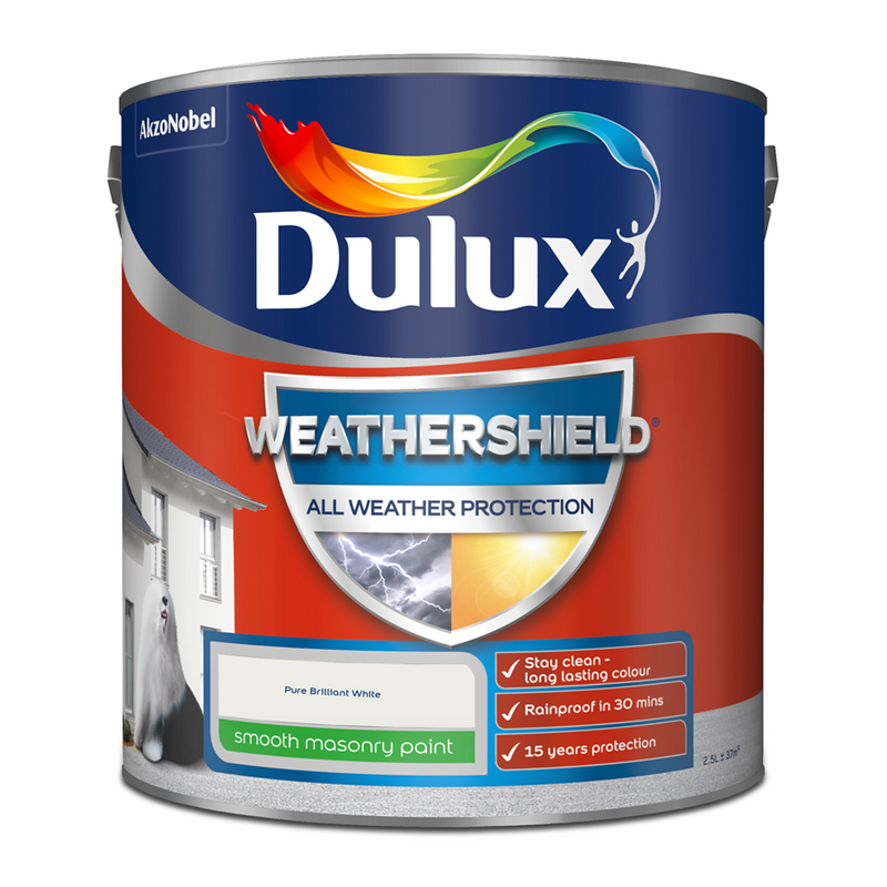 Dulux Weathershield Smooth Masonry Paint Pure Brilliant White
