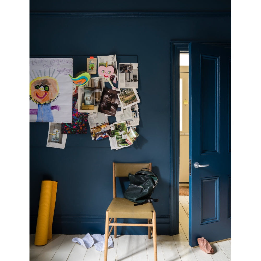 Farrow & Ball Stiffkey Blue No.281 paint in a lifestyle setting