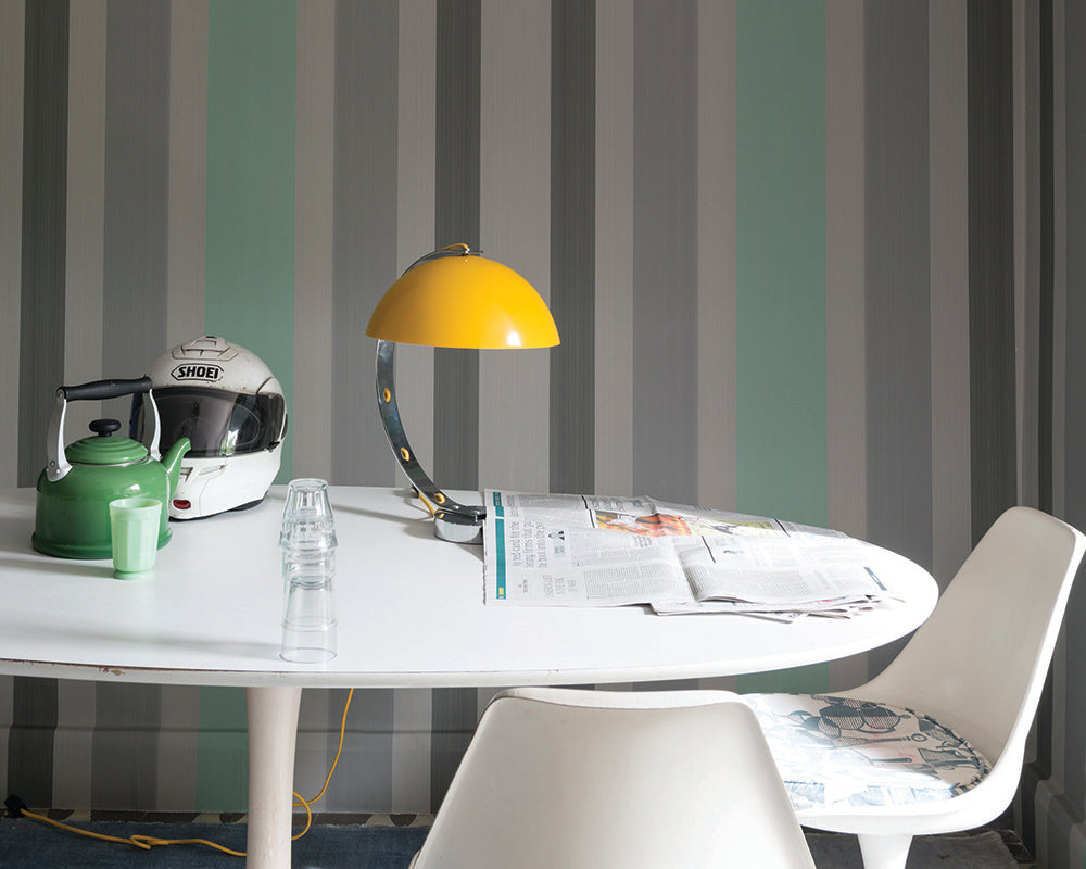Farrow & Ball Chromatic Stripe Wallpaper room inspiration 3