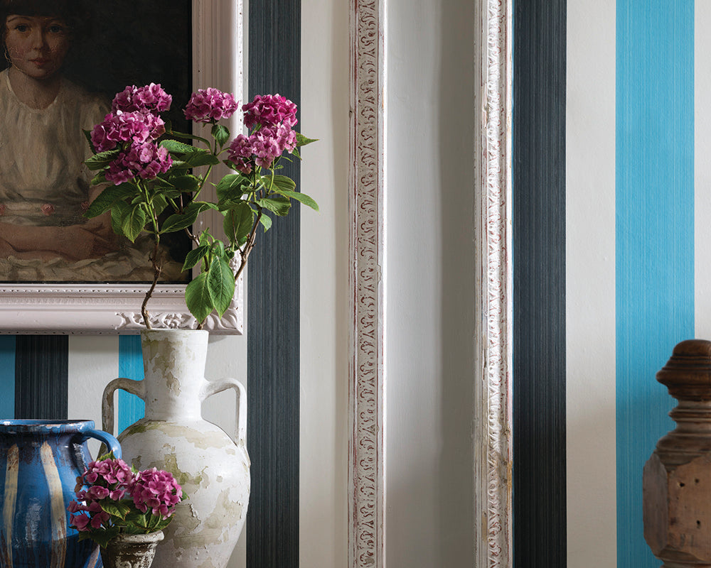 Farrow & Ball Chromatic Stripe Wallpaper room inspiration 2