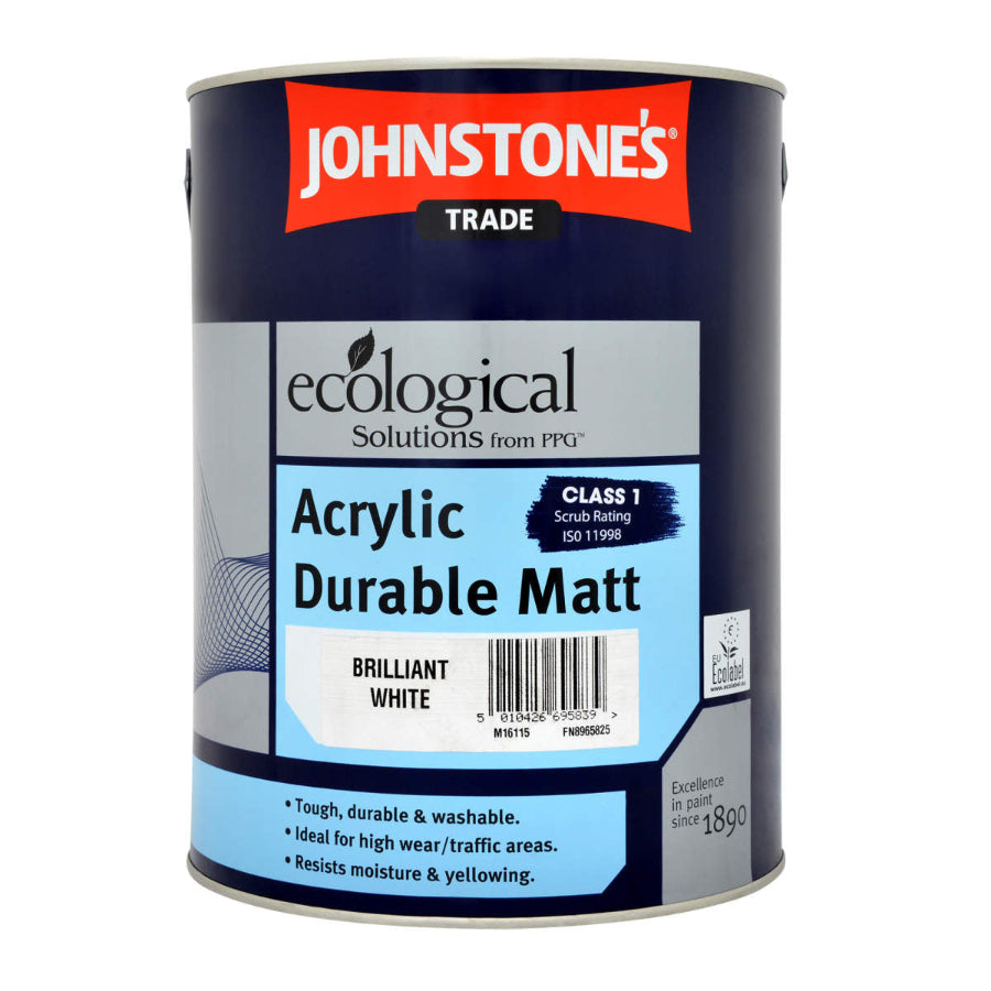 Johnstones Acrylic Durable Matt Brilliant White 5l