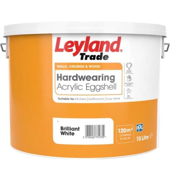 Leyland Trade Hardwearing Acrylic Eggshell Brilliant White 10L