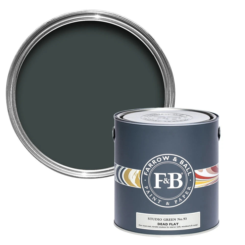 Farrow & Ball Exterior Eggshell STUDIO GREEN 93 2.5L | OUTLET paint tin and colour swatch