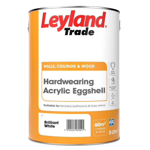 Leyland Trade Hardwearing Acrylic Eggshell Brilliant White 5L