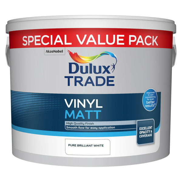 Dulux Trade Vinyl Matt Pure Brilliant White 7.5L